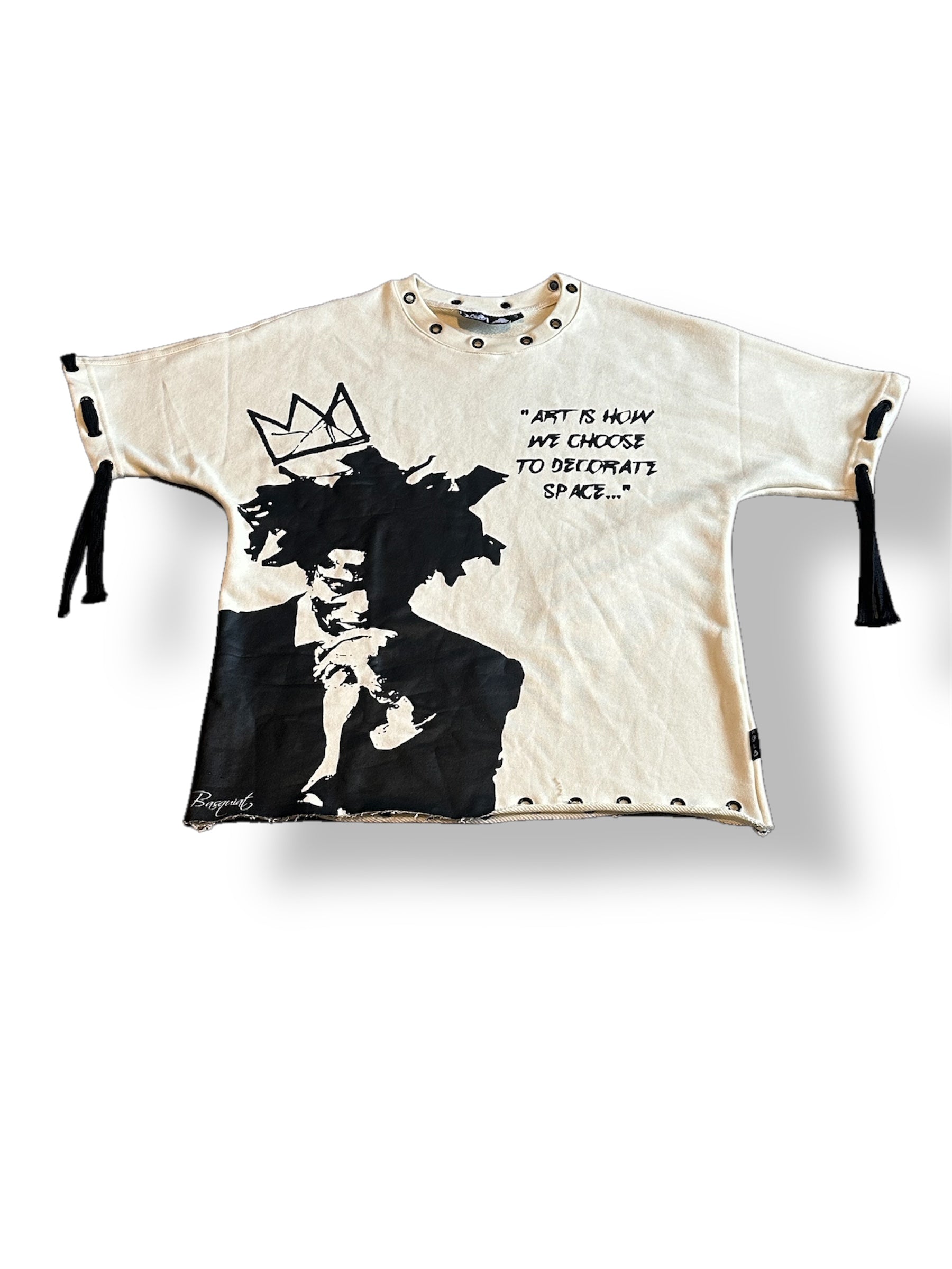 "I AM ART" Oversized Cropped Tee (CREAM)
