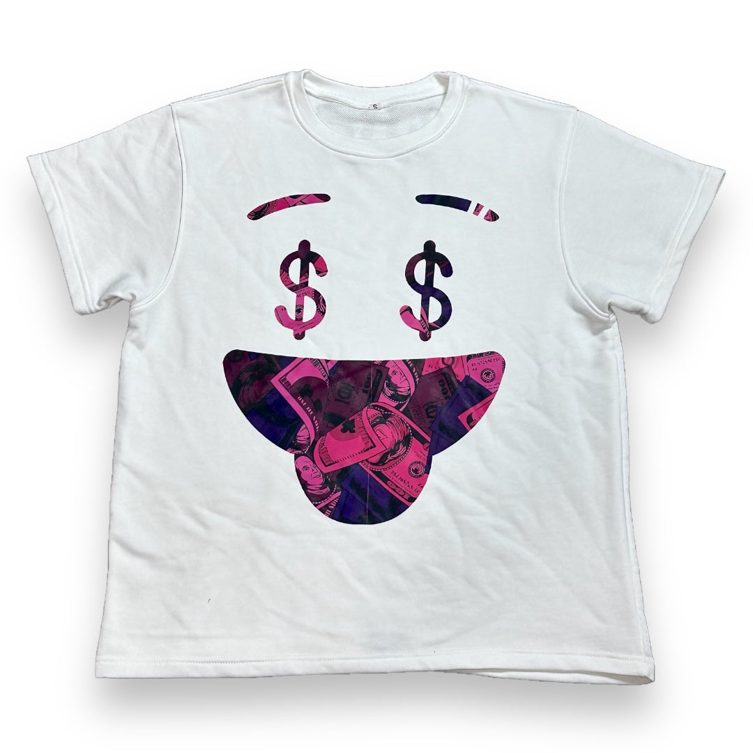 MMM - Cash Camo Oversized Cropped T-Shirt (BERRY)