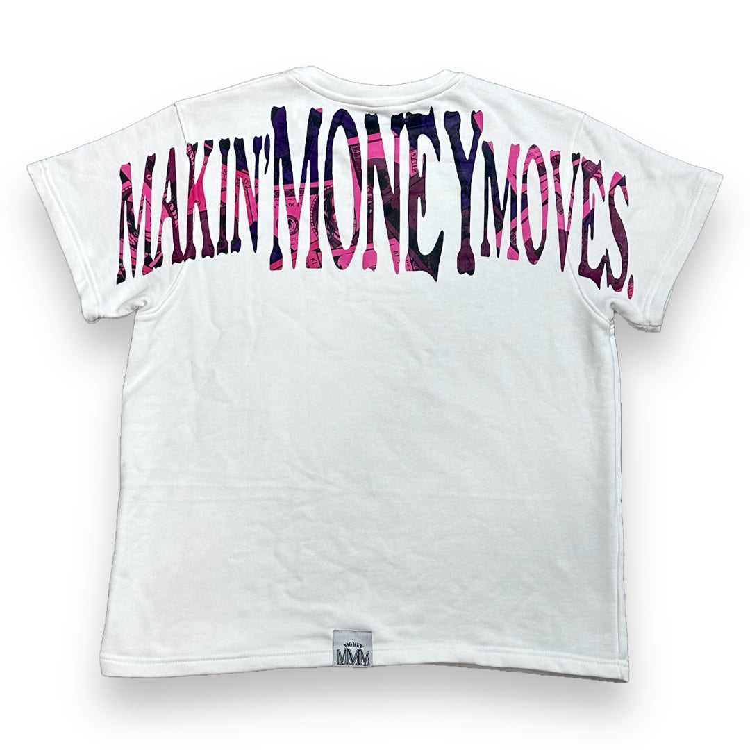 MMM - Cash Camo Oversized Cropped T-Shirt (BERRY)