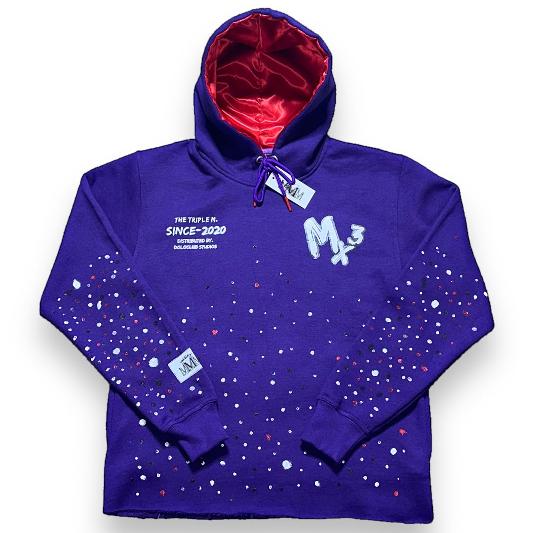 Mx3 - “COURT PURPLE” Satin-Flared Sweatsuit (Crimson Red)