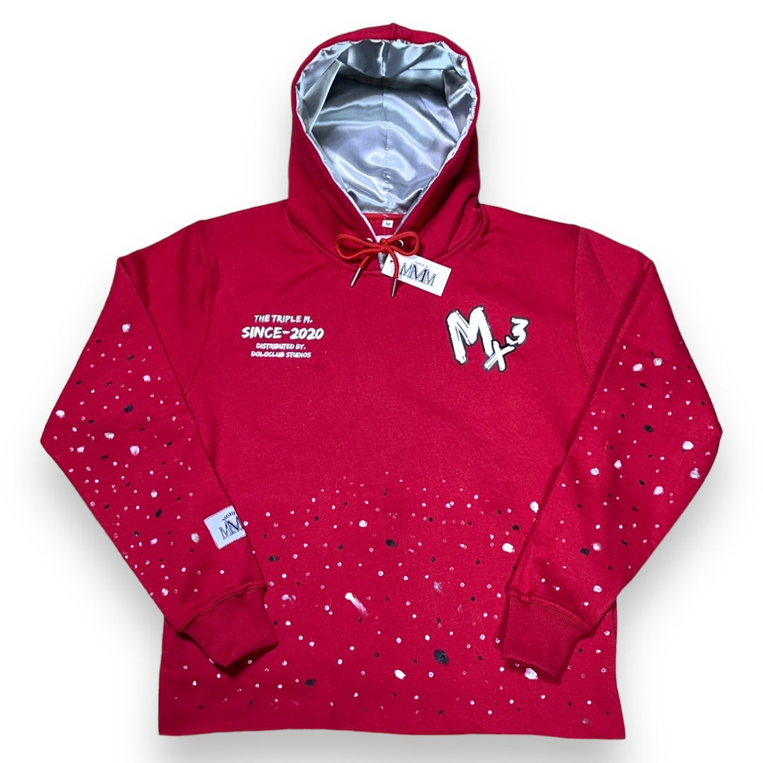 Mx3 - “FIRE RED” Satin-Flared Sweatsuit (Silver)
