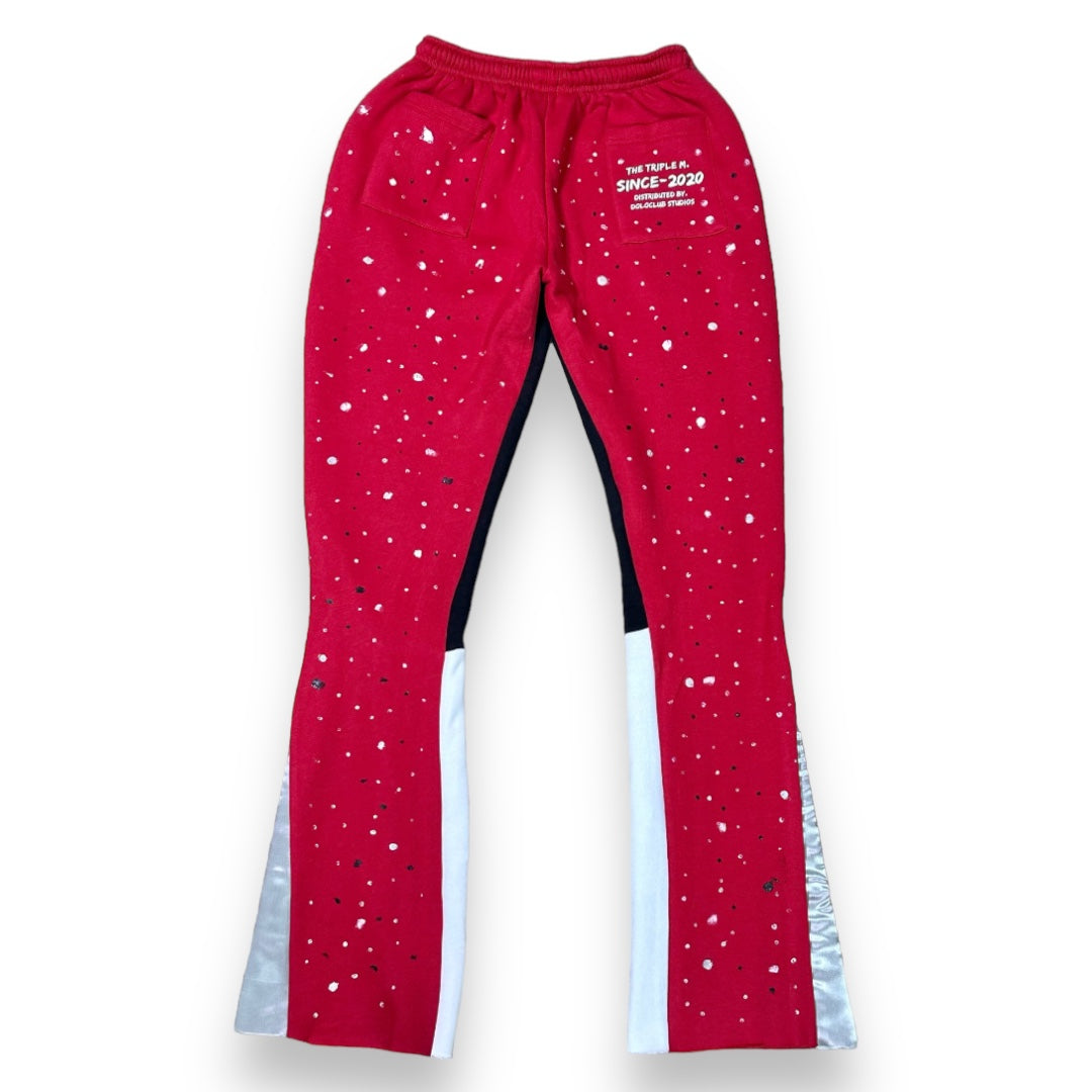 Mx3 - “FIRE RED” Satin-Flared Sweatsuit (Silver)