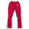 Mx3 - “FIRE RED” Satin-Flared Sweatsuit (Silver)