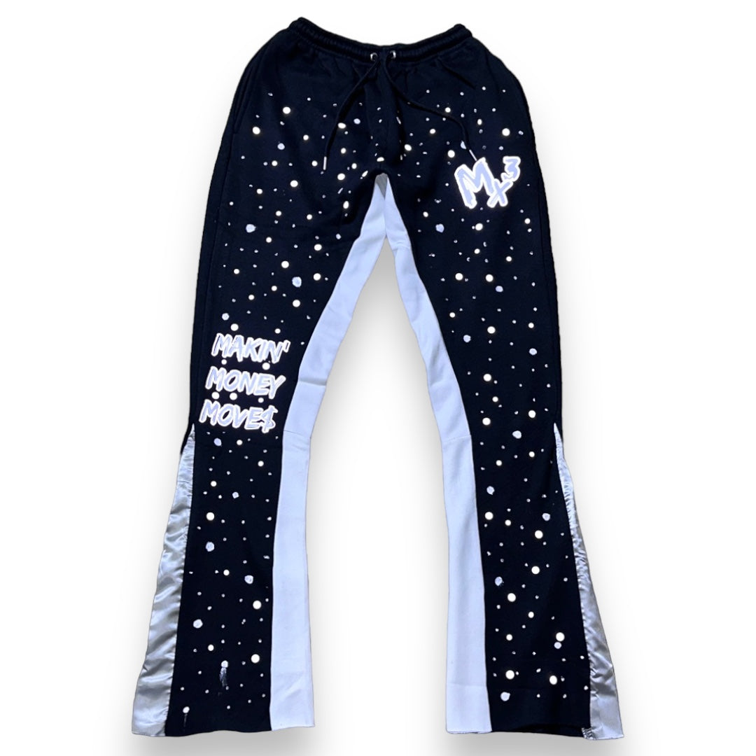 Mx3 - Signature “REFLECTIVE” Satin-Flared Sweatsuit (Silver)
